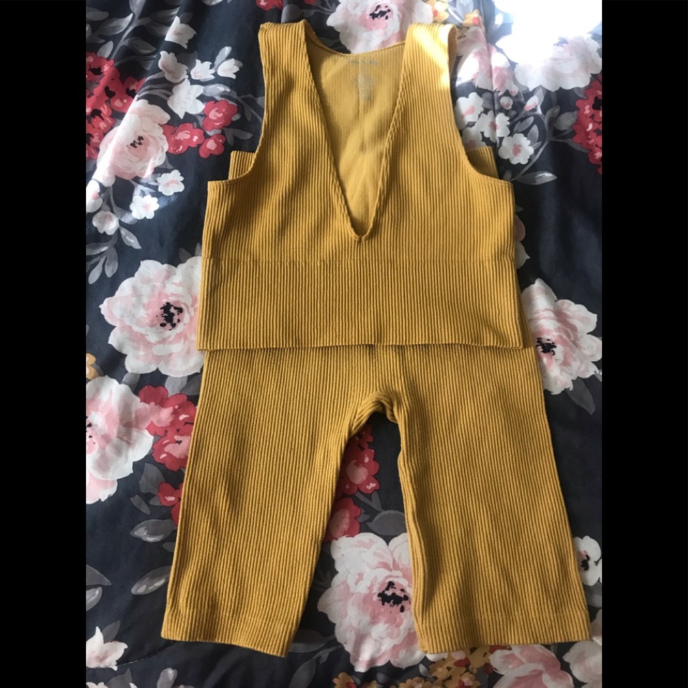 Yellow Biker Shorts Set